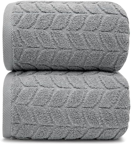Alusa Home Ultra Soft & Stylish 700 GSM Luxury Bath Sheets | Pack of 2 | Extra Large 35x70 Inches | 100% Zero-Twist, Long-Staple Cotton | Remarkably Absorbent (Pewter Grey)