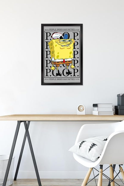 Trends International Nickelodeon Spongebob - P.O.O.P. Wall Poster, 22.4L x 14.7W, Black Framed Version