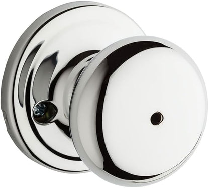 Kwikset Hancock Interior Privacy Door Knob with Lock, Door Handle For Bathroom and Bedroom, Polished Chrome Keyless Turn Lock Doorknob
