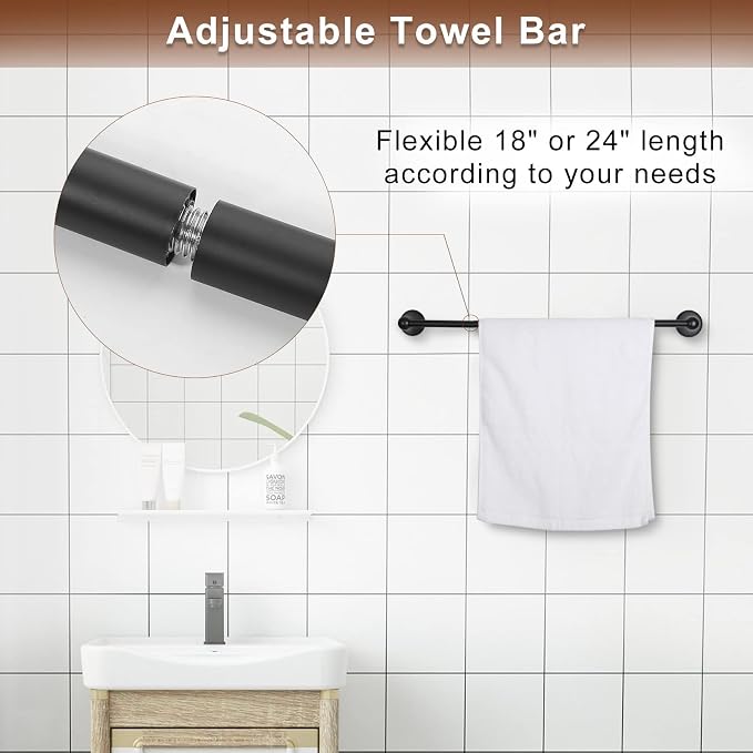 FILTA Bathroom Hardware Set - Oil Rubbed Bronze Towel Rack Set with 4 Pieces Towel Holder and 18 or 24 Inch Towel Bar