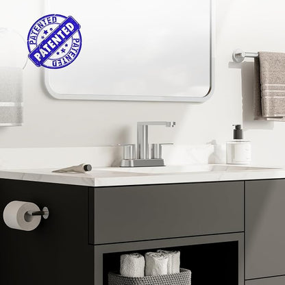 BWE Brushed Nickel Bathroom Faucets 4 in Centerset Faucet for Bathroom Sink | 2 or 3 Hole Basin 2-Handle 360° Swivel Spout Sink Faucet with Pop up Drain and Water Supply Hose for Farmhouse Vanity