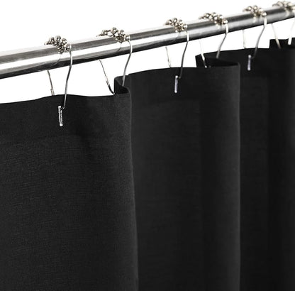 DOSLY IDÉES Farmhouse Shower Curtain,Black Cloth Button Curtain,Cotton Blend Fabric,Rustic Country Shabby Chic Style,72x72 in