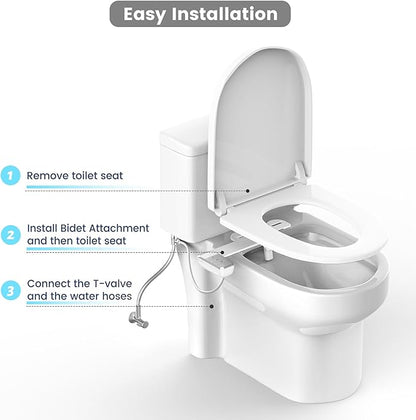 Bidet Attachment for Toilet Ultra-Slim Bidets for Existing Toilets, Non-Electric Bidet Toilet Seat Self-Cleaning Retractable Nozzles Badays for Toilets, Quick & Easy Installation Bedets