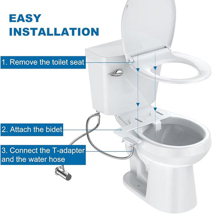 Bidet Attachment for Toilet Seat Water Pressure, Hygienic Bidets Attachment for Existing Toilets - Adjustable Fresh Water Pressure Dual Nozzle (Frontal & Rear Wash) Easy to Install,