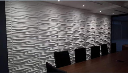 Art3d Decorative 3D Wall Panels Big Wave Deisgn, 31.5"x24.6" Matt White (6 Pack)