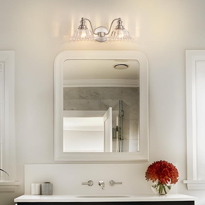 Brushed Nickel 2 Light Vanity Lights Fixture Lights for Bathroom