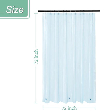 Mrs Awesome Clear Blue Shower Curtain Liner with 3 Magnets, 72x72 Premium Flexible Sturdy Plastic Shower Curtain for Bathroom Lightweight & Waterproof, Clear Blue