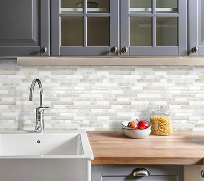 Peel and Stick Backsplash 3D Self Adhesive Wall Tile Beige 10 Sheet | Thick,Sticky,Vinyl,12"x12",Marble,for Kitchen,Bathroom