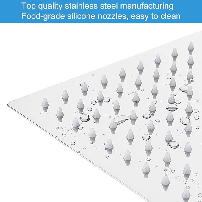NearMoon Square Rain Shower Head With Extension Arm, Large Stainless Steel Rainfall Shower-Waterfall Full Body Coverage (16 Inch, Chrome)