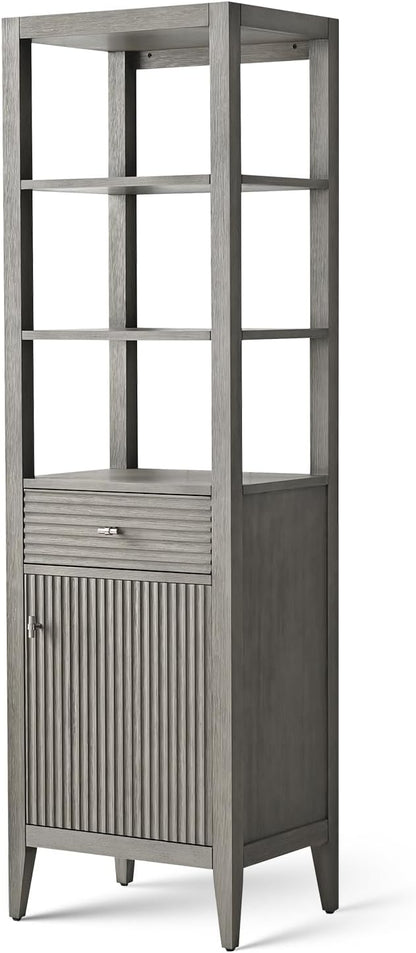 HOMEBEYOND Bathroom Vanity with Storage Cabinet & Shelves, Free-Standing Vanity with Soft-Closing Doors, Golden Brushed Handware, Driftwood Gray,