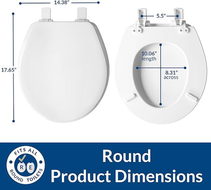 BEMIS 600E4 000 Ashland Toilet Seat with Slow Close, Never Loosens and Provide the Perfect Fit, ROUND, Enameled Wood, White