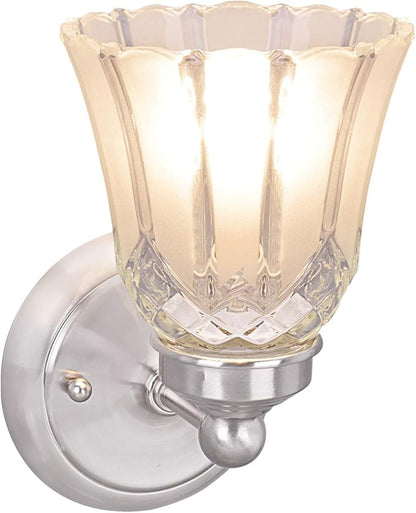 Aspen Creative 62170-1A, One-Light Metal Bathroom Vanity Wall Light Fixture, 4-3/4" Wide, Transitional Design in Satin Nickel