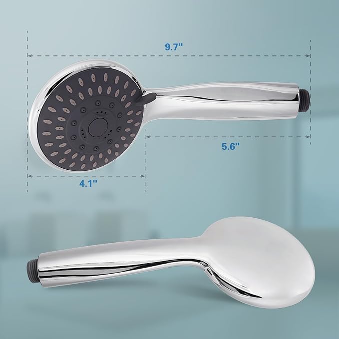 High Pressure Handheld Shower Head 5-Settings with Hard Water Filter | Powerful Water Spray, Against Low Pressure Water Flow, 59 Inch Stainless Hose, Adjustable Mount