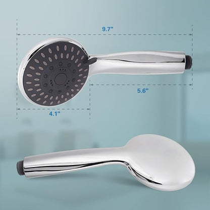 High Pressure Handheld Shower Head 5-Settings with Hard Water Filter | Powerful Water Spray, Against Low Pressure Water Flow, 59 Inch Stainless Hose, Adjustable Mount