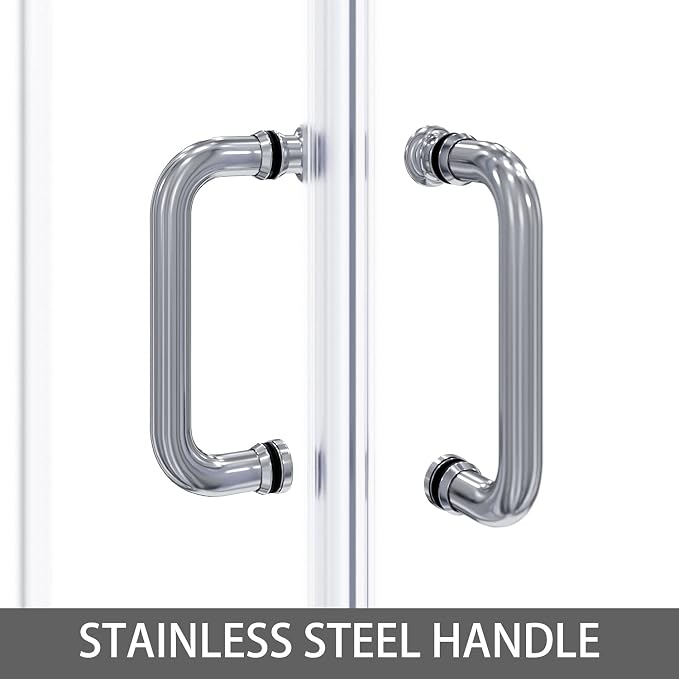 ELEGANT Corner Shower Enclosure 34'' D. x 34'' W. x 72'' H., Double Sliding Shower Door with 2 Stationary Panels,Shower Enclosure with 1/4'' Clear Glass, Chrome Finish