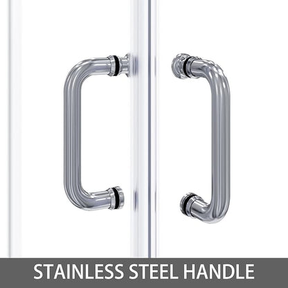 ELEGANT Corner Shower Enclosure 34'' D. x 34'' W. x 72'' H., Double Sliding Shower Door with 2 Stationary Panels,Shower Enclosure with 1/4'' Clear Glass, Chrome Finish