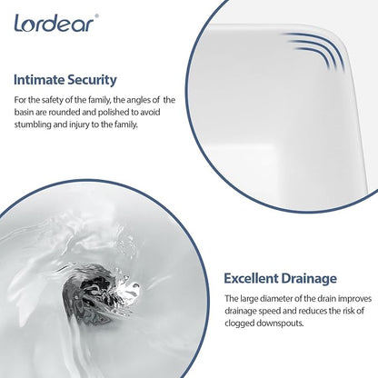 Lordear Vessel Sink With Faucet Combo 19"x15" Rectangular Bathroom Vessel Sink Faucet Combo Modern Rectangle Above Counter White Porcelain Ceramic Vessel Vanity Sink