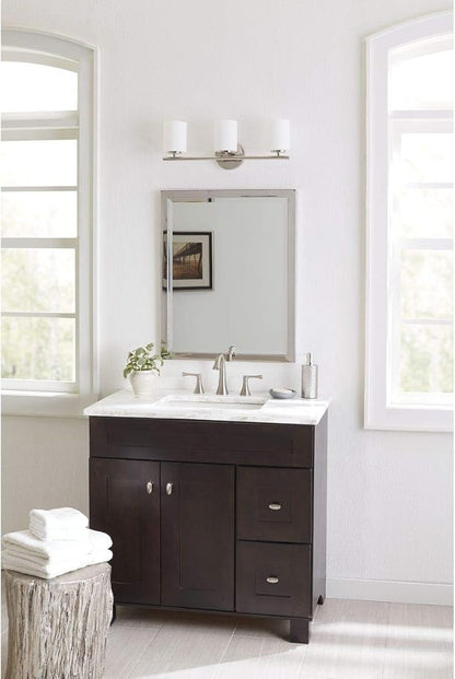 Progress Lighting 3-Light Etched Glass Modern Bath Vanity Light, Replay Collection , Indoor, P2159-104, Polished Nickel