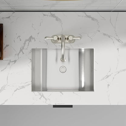 18"x13" Bathroom Vanity Sink Stainless Steel Rectangle Undermount Bathroom Lavatory Restroom Under Counter Sinks Basin with Pop Up Drain