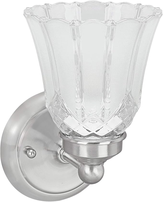 Aspen Creative 62170-1A, One-Light Metal Bathroom Vanity Wall Light Fixture, 4-3/4" Wide, Transitional Design in Satin Nickel