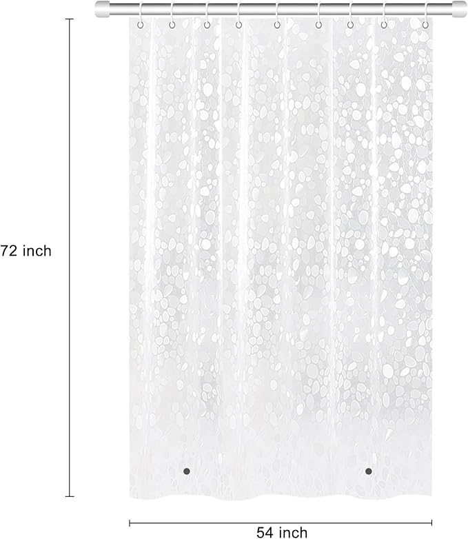 Stall Shower Curtain Liner 54x72 Inches, EVA Pebble Waterproof Vinyl Shower Liner with 2 Weighted Magnets for Bathroom, No Smell Shower Curtain Liner