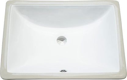 MSI 18.5” (L) x 13.75” (W) x 8.0” (H) Rectangle Porcelain Ceramic Undermount Bathroom Vanity Vessel Sink, White