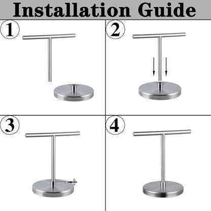 GERZWY Modern Hand Towel Holder Tree Rack Free Standing SUS 304 Stainless Steel Countertop Towel Ring, Matte Black DZY06-BK