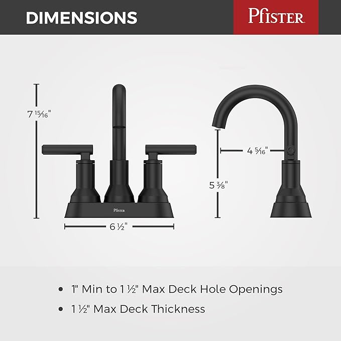 Pfister Capistrano Bathroom Sink Faucet, 4-Inch Centerset, 2-Handle, 3-Hole, NSF Certified, Spot Defense Matte Black Finish, LF048CSOSDB