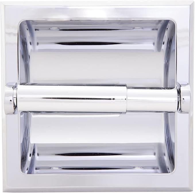 Design House Millbridge Toilet Paper Holder, Recessed, Fits Mega Rolls, Standard Wall Mount, Concealed Screws, Easy Installation, Polished Chrome, 6.1 in L x 7.4 in W x 3.26 in H, 533125