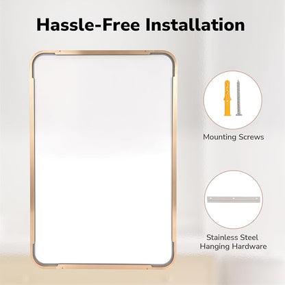 Gold Bathroom Mirrors for Over Sink 24"x36" 2 Pack | Brushed Champagne Brass Gold Vanity Mirror for Wall, Aluminum Frame, Anti-Rust, Tempered Glass