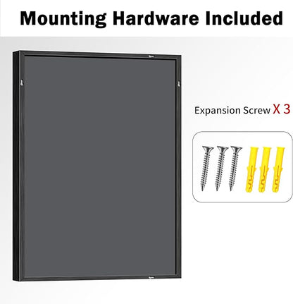 CIRCUMI 30"x42" Black Mirror with Chunky Box Metal Frame, Brushed Finish Rectangular Bathroom Mirrors for Over Sink, Living Room, Entryway, Tempered Glass Mirror for Wall, Vertical or Horizontal