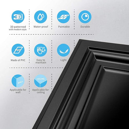 Art3d PVC Ceiling Tiles, 3D Plastic Sheet in Black, 2 x 2 ft, 12-Pack | Lightweight, Waterproof, No Sag and Breakage, Compatible with Grid System, Perfect for Basement, Kitchen