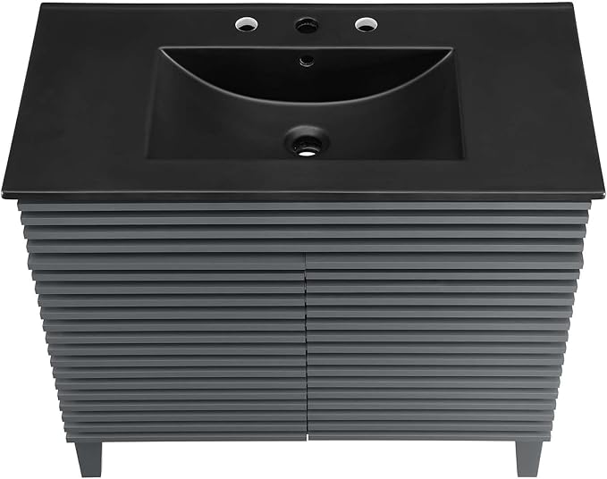 Modway Render 36" Bathroom Vanity in Gray Black