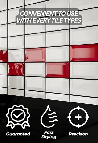 Tile Grout Repair, Black 8.8 oz/250gr. Fast Drying Grout Repair Kit, Grout Filler Tube Repair Kit, Tile Grout Paint, Grout Sealer Restore and Renew Bathroom Floor, Tile Gaps, Joints, Lines