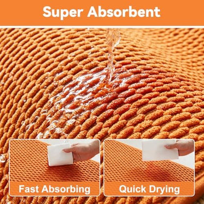 Triohero Bathroom Rugs Non Slip Washable, Super Absorbent Thin Bath Mat Small Quick Dry Low Pile Bathroom Rug, Orange 16"x24"