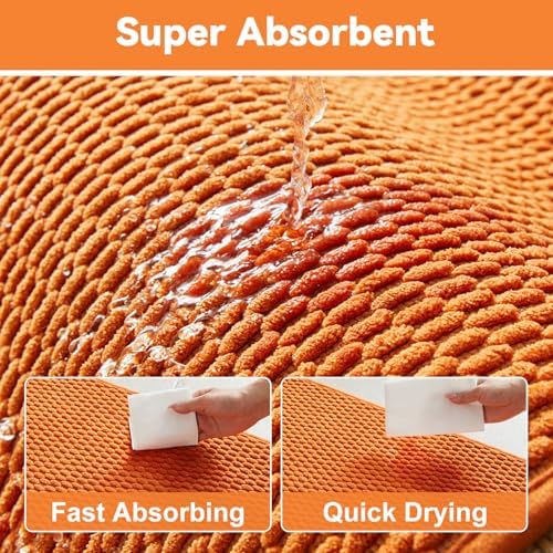 Triohero Large Bathroom Rugs Non Slip Washable Bath Rugs Super Absorbent Bathroom Rug Thin Quick Dry Low Pile Bath Mats, Orange 36"x48"