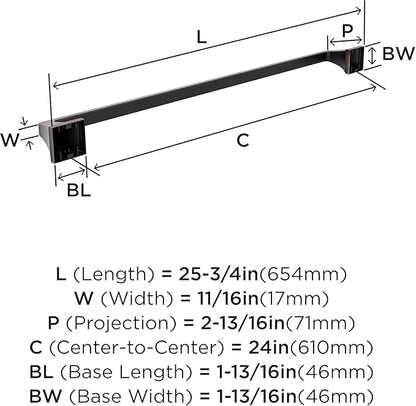 Amerock BH36024ORB | Oil Rubbed Bronze Towel Bar | 24 in (610 mm) Towel Rack | Mulholland | Bathroom Towel Holder | Bathroom Hardware | Bath Accessories