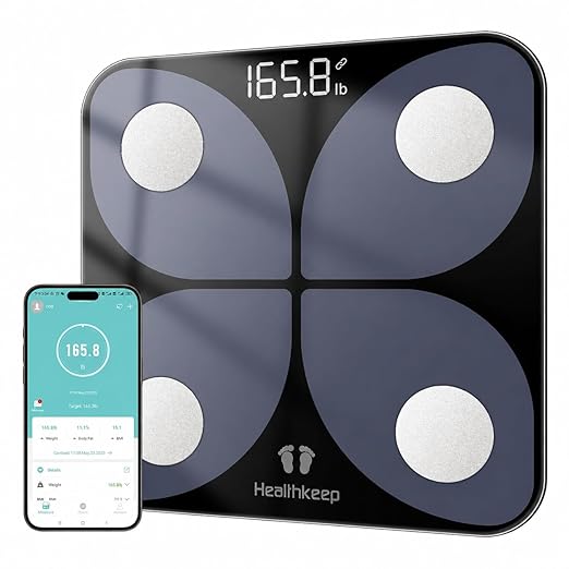 Body Fat Scale, Smart Bathroom Weight Scale, BMI Body Composition Monitor, High Precision Health Analyzer with Smartphone App for Fitness Tracking 400 lbs/180 kg