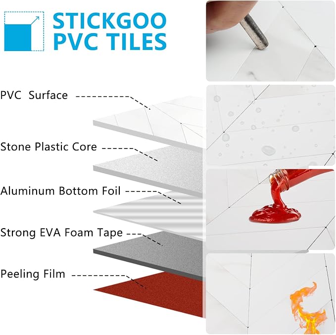 STICKGOO Herringbone Tile Peel and Stick Backsplash for Kitchen&Bathroom
