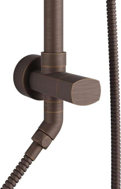 PULSE ShowerSpas Kauai III Oil-Rubbed Bronze Rain Shower Head with Handheld Spray - 1.8 GPM, 8" Showerhead, 5-Function HandShower, Adjustable Slide Bar - Shower Heads with Handheld Spray Combo