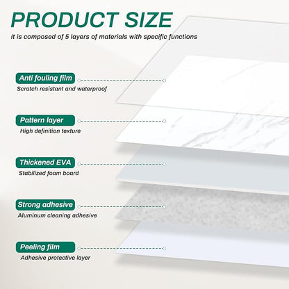 Peel and Stick White PVC Wall Panels for Backsplash 11.8" x 11.8", 12-Pack | Marble Look Tiles, Waterproof, Heat Resistant, Oil-resistant, Renter Friendly for Kitchen, Laundry, Bathroom (Not for Floor)