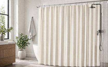 EHZNZIE Cream Shower Curtain Liner 72x72, PEVA Waterproof Bath Curtain, No Chemical Smell, 3 Weighted Magnets, Durable with Rustproof Metal Grommets