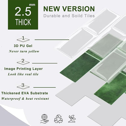 STICKGOO 10-Sheet Subway Tile Peel and Stick Backsplash, Self Adhesive Vinyl Wall Tiles, Stick on Backsplash for Kitchen and Bathroom(Thicker Design)