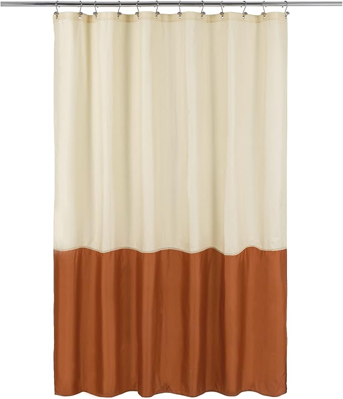 ALYVIA SPRING Waterproof Fabric Shower Curtain or Liner Cream/Orange, 72x72 | 3 Magnets, Soft Cloth & Hotel Quality, Machine Washable, Light-Weight, Standard Size