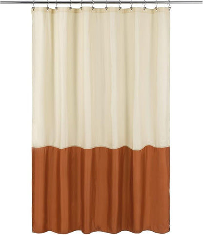 ALYVIA SPRING Waterproof Fabric Shower Curtain or Liner Cream/Orange, 72x72 | 3 Magnets, Soft Cloth & Hotel Quality, Machine Washable, Light-Weight, Standard Size