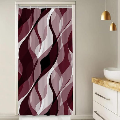 Stall Shower Curtain, Small Burgundy Shower Curtain Set for Bathroom Modern Waterproof Narrow Ombre Shower Curtain Set with Hooks, 36x72 Inch