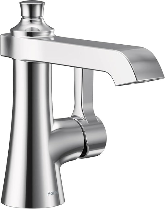 Moen S6981 Flara One-Handle Single Hole Bathroom Faucet with Drain Assembly, Chrome