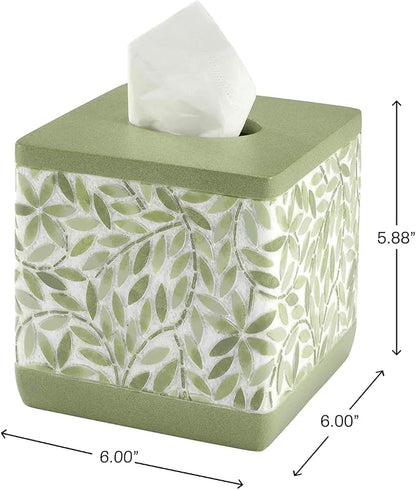 Avanti Linens - Tissue Box Cover, Resin Countertop Accessories, Guest Bathroom Essentials (Stratford Collection, Green)