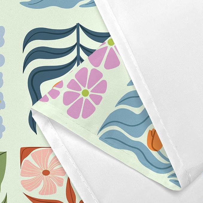 JAWO Retro Shower Curtain Vintage Abstract Boho Floral Shower Curtains for Bathroom Decor Green Teal Botanical Geometric Groovy Aesthetic Pattern Shower Curtain Sets with Hooks, 70X70IN
