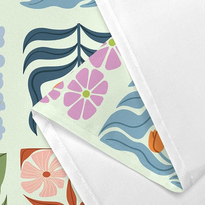 JAWO Retro Shower Curtain Vintage Abstract Boho Floral Shower Curtains for Bathroom Decor Green Teal Botanical Geometric Groovy Aesthetic Pattern Shower Curtain Sets with Hooks, 36X72IN